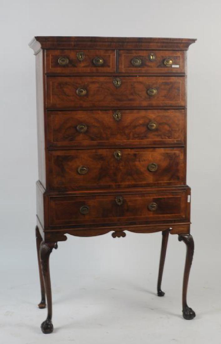George II Figured Walnut High Chest (1 of 9)