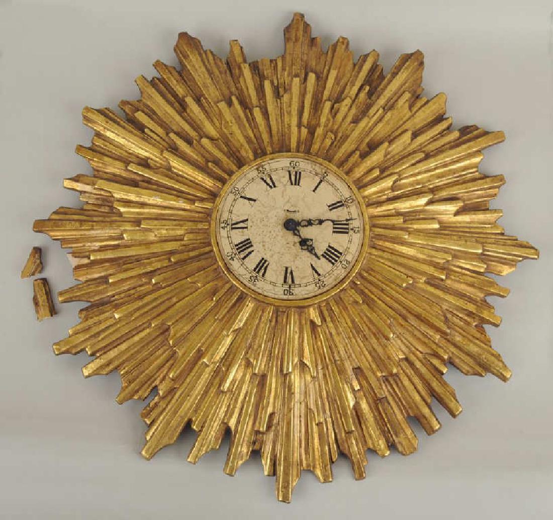 Vintage Gilt Sunburst Wall Clock (1 of 7)