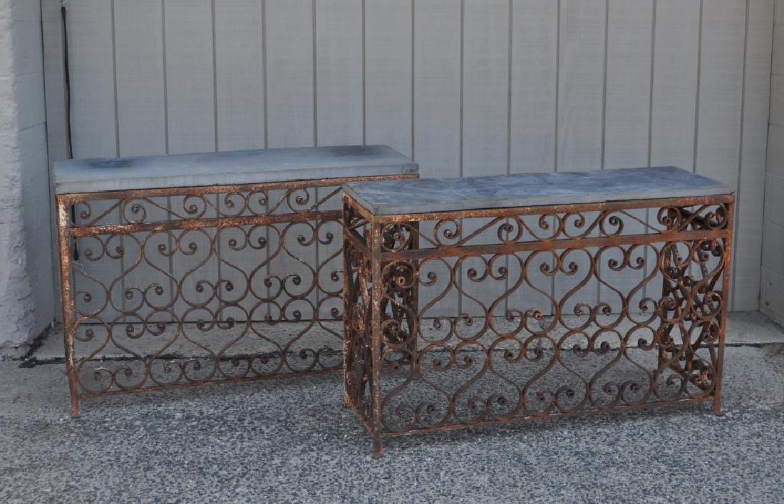 Pair Wrought Iron Scroll Design Pier Tables (1 of 8)