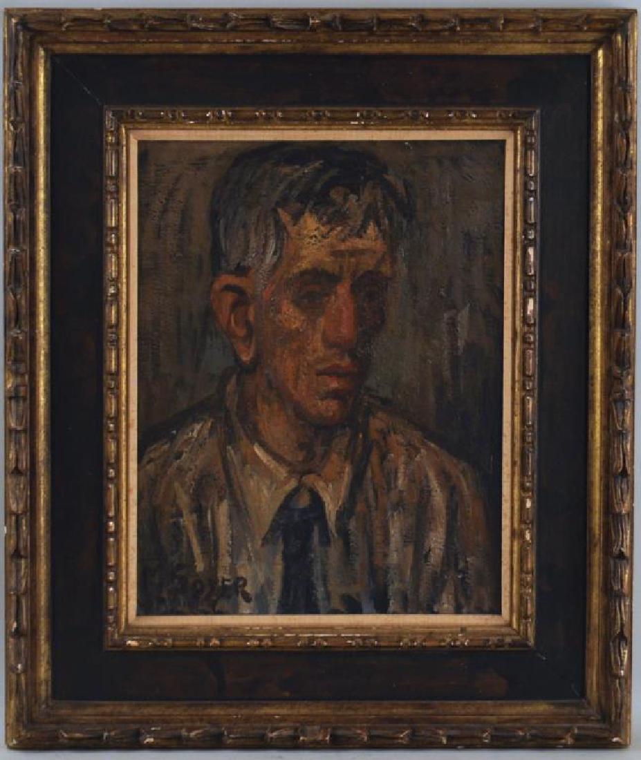 Moses Soyer O/B Portrait: (American, 1899-1974), of gentleman in a suit, signed, 26 3/4" high, 23" wide. Provenance: Property of a Fairfield County, CT Estate.