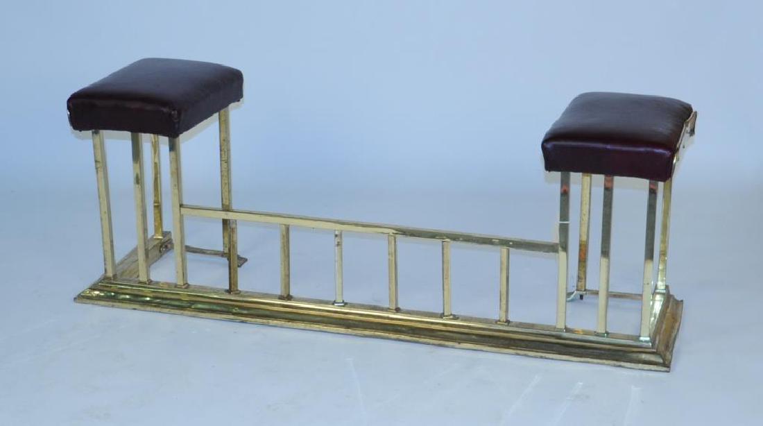 Vintage Brass & Leather Hearth Bench (1 of 4)