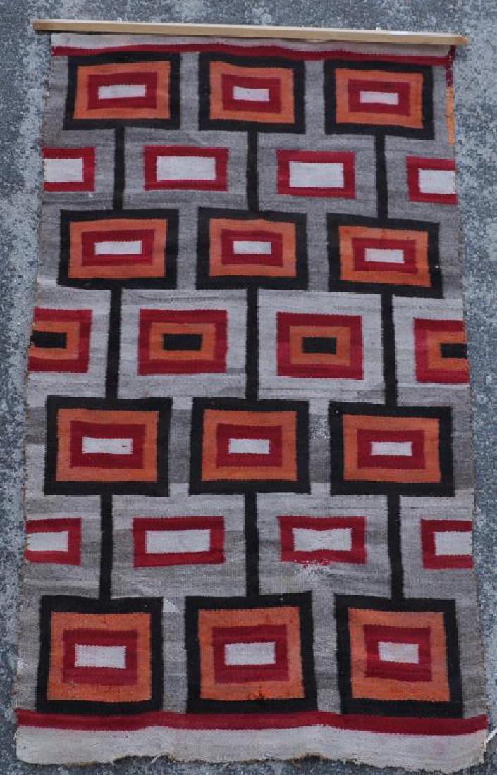 Navajo Red, Orange, Brown Square Pattern Rug (1 of 7)