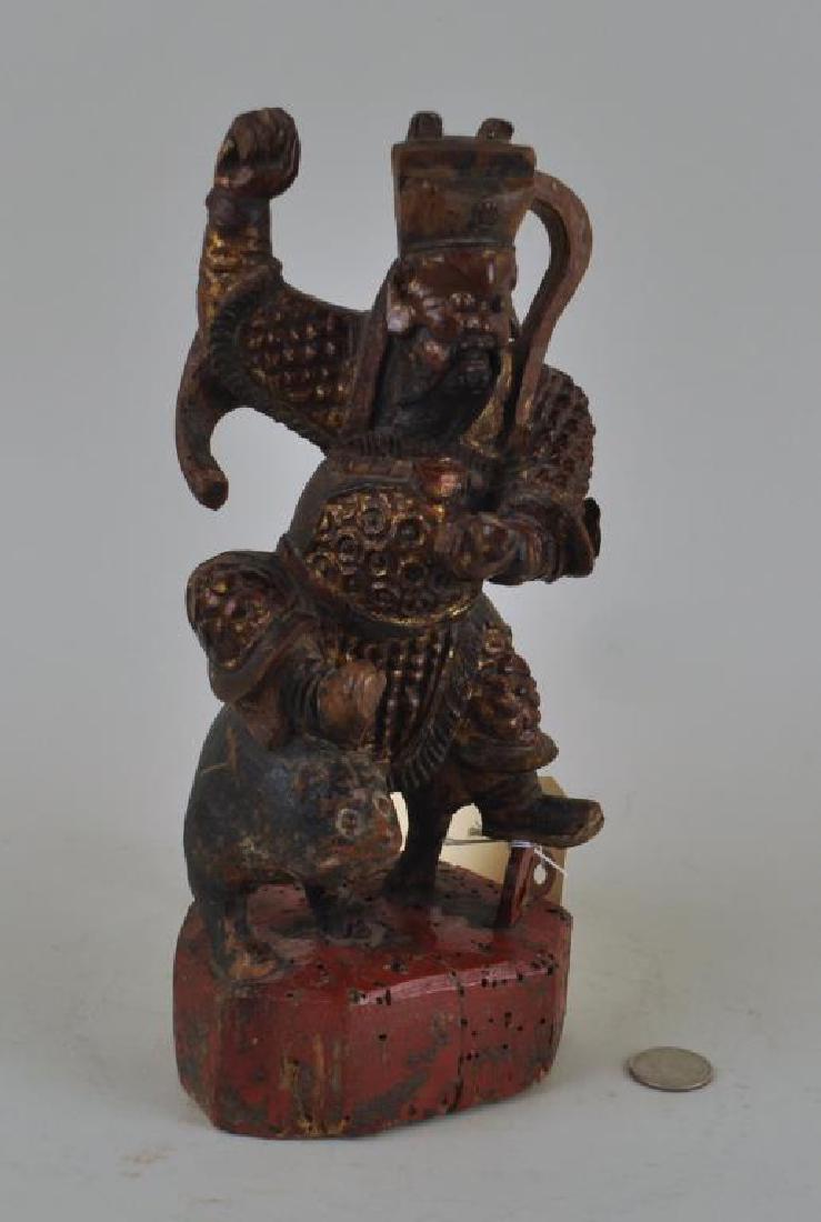 Chinese Carved & Polychromed Warrior Figure (1 of 5)