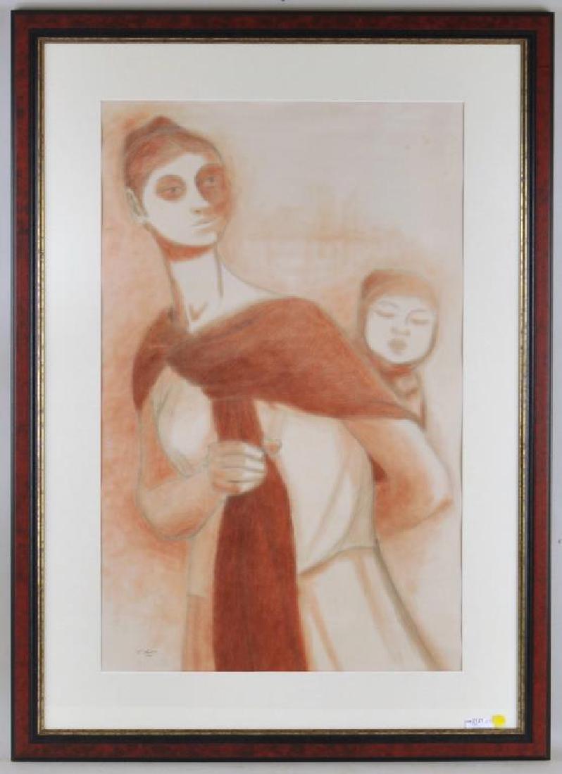 Trinidad Osorio, Pastel on Paper "Mother & Child" (1 of 7)