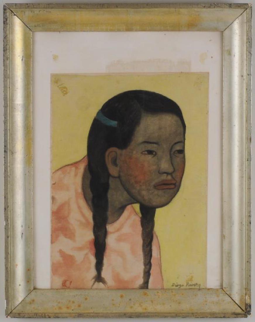 Diego Rivera "Young Girl" Watercolor On Paper (1 of 4)