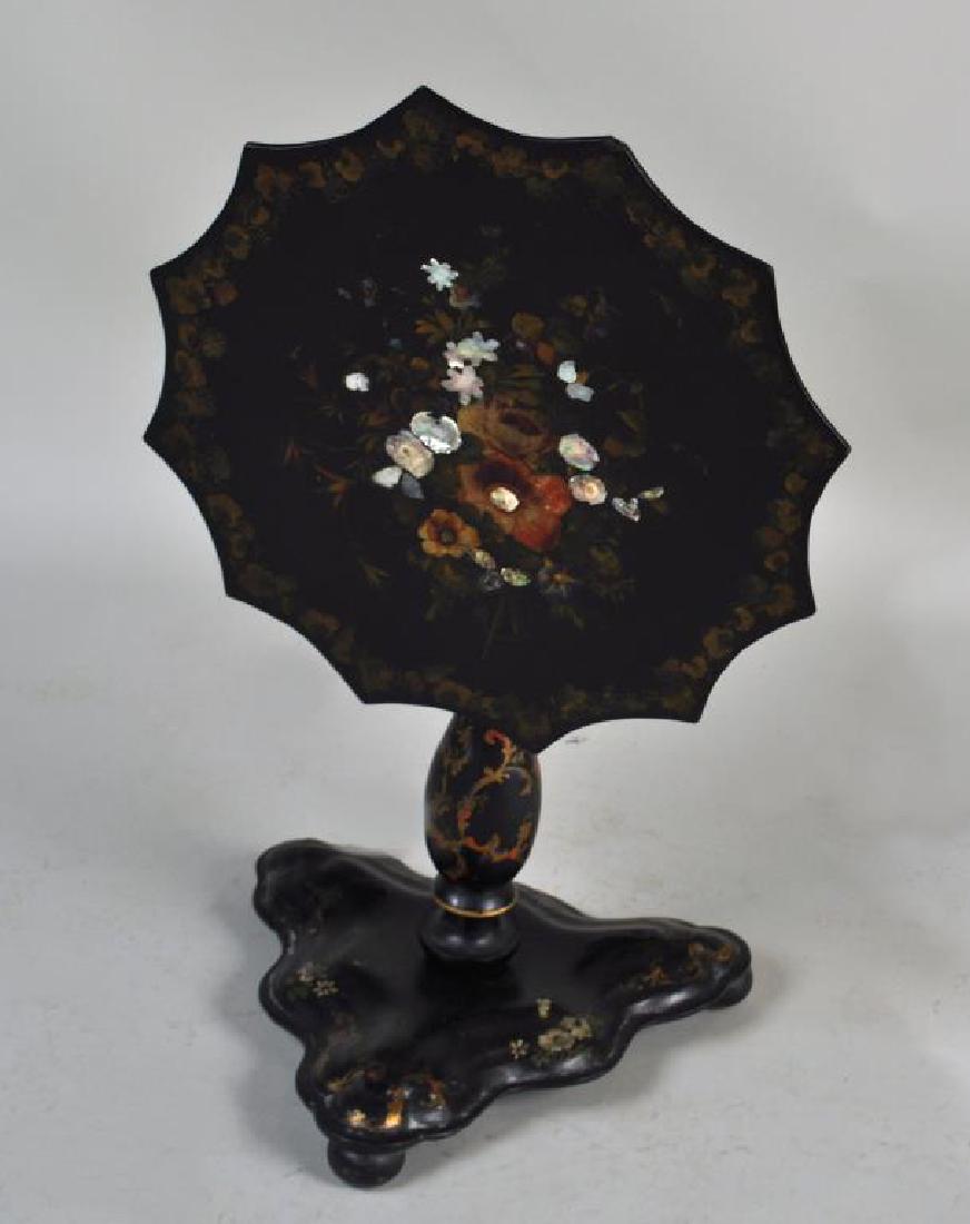 Victorian Papier Mache Scalloped Top Tip Table (1 of 5)