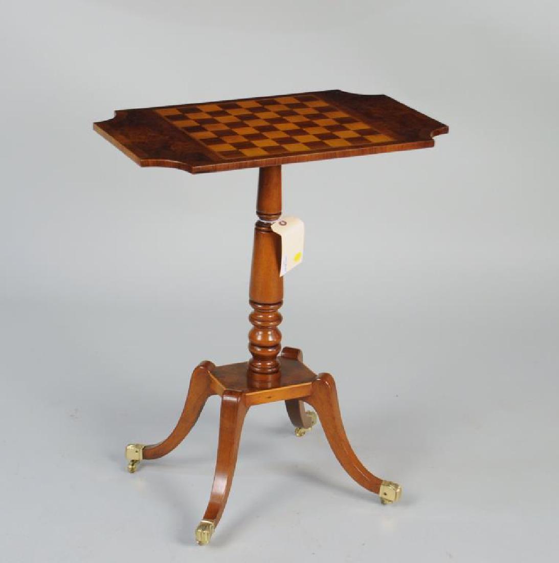 Regency Style Inlaid Pedestal Game Table (1 of 5)