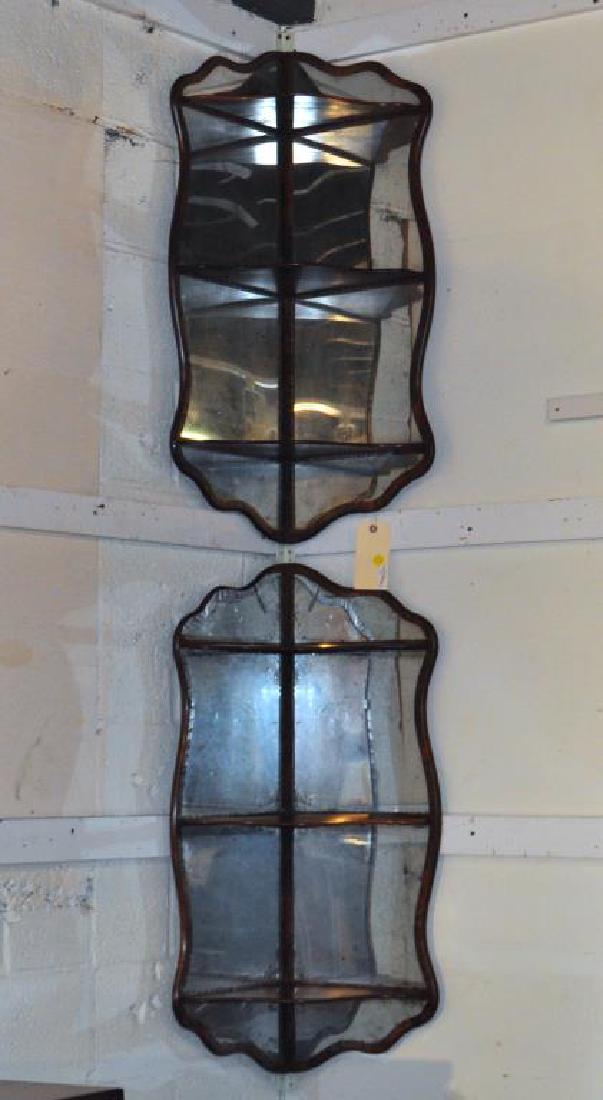 Rare Pair Georgian Mirrored Corner Hanging Shelves (1 of 4)