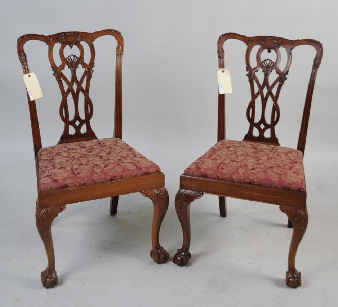 Pair Transitional Chippendale Side Chairs (1 of 7)