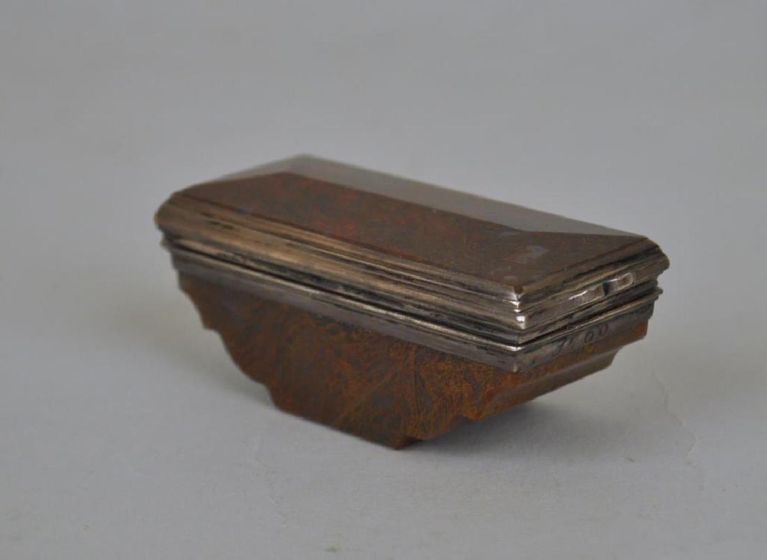 Early Silver Mounted Agate or Jasper Box (1 of 5)
