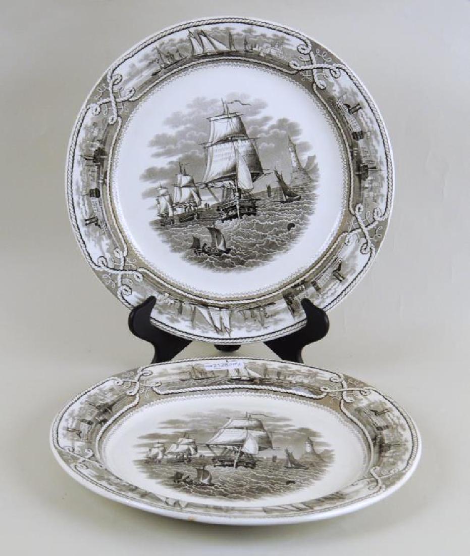 Pair Ironstone Chargers, "American Marine Pattern" (1 of 7)