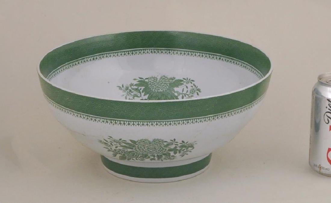 Spode Green Fitzhugh Punchbowl: with floral medallions, undulating bowl shape. Marked "Spode Fitzhugh" on bottom, some soiling. 5 1/4" high, 11 1/2" diameter. Provenance: Property of a descendant of a signer of the Declaration of In
