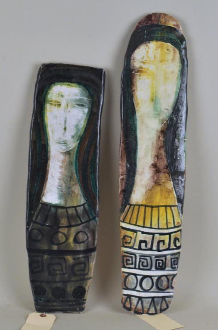 Pair Italian Glazed Pottery Portrait Plaques (1 of 4)