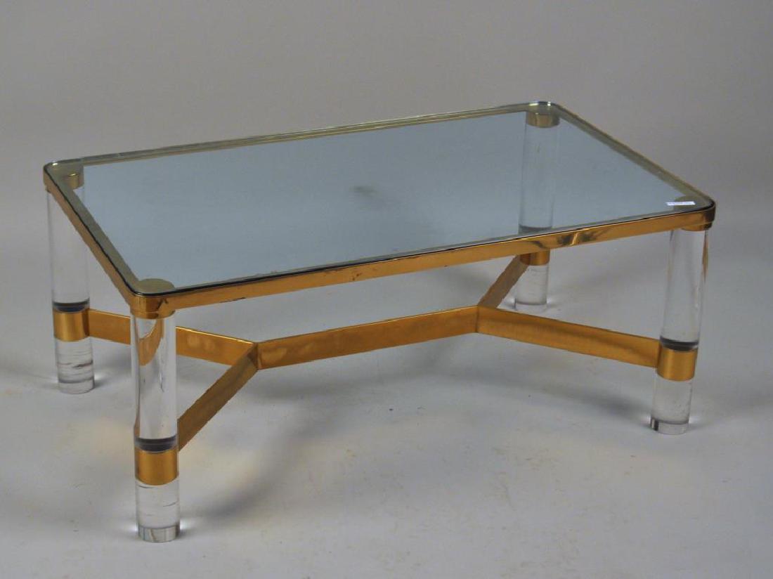 Modernist Brass/Glass/Lucite Coffee Table (1 of 3)