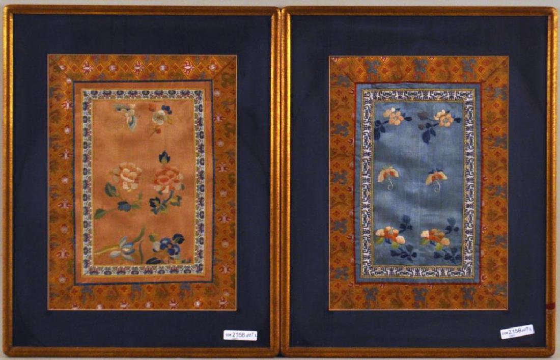 Pair Framed Chinese Textile Panels (1 of 4)