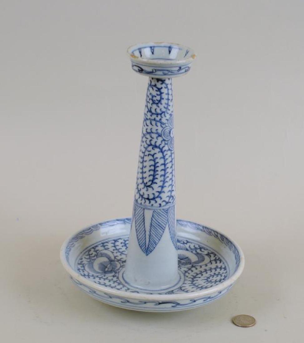 Chinese Blue & White Porcelain Candlestick (1 of 5)