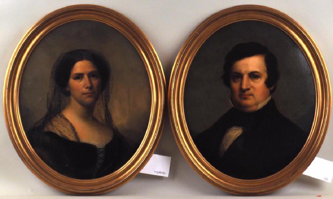 Pair 19th Century Oval Framed Portraits (1 of 6)