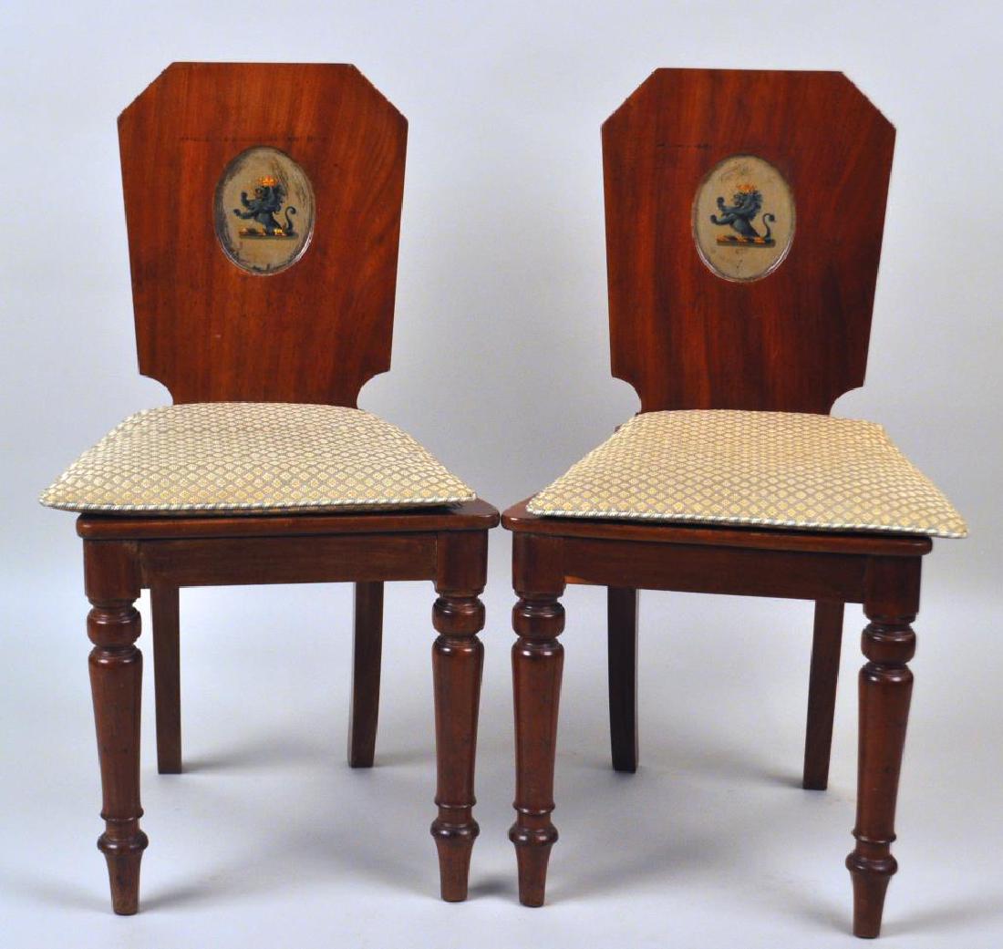 Pair Regency Paint Decorated Hall Chairs (1 of 8)