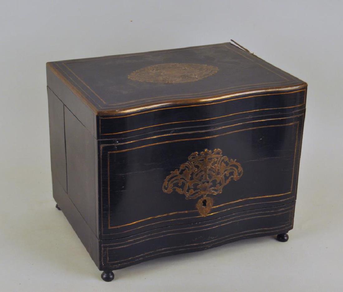 English Late Regency Brass Inlaid Tantalus (1 of 7)