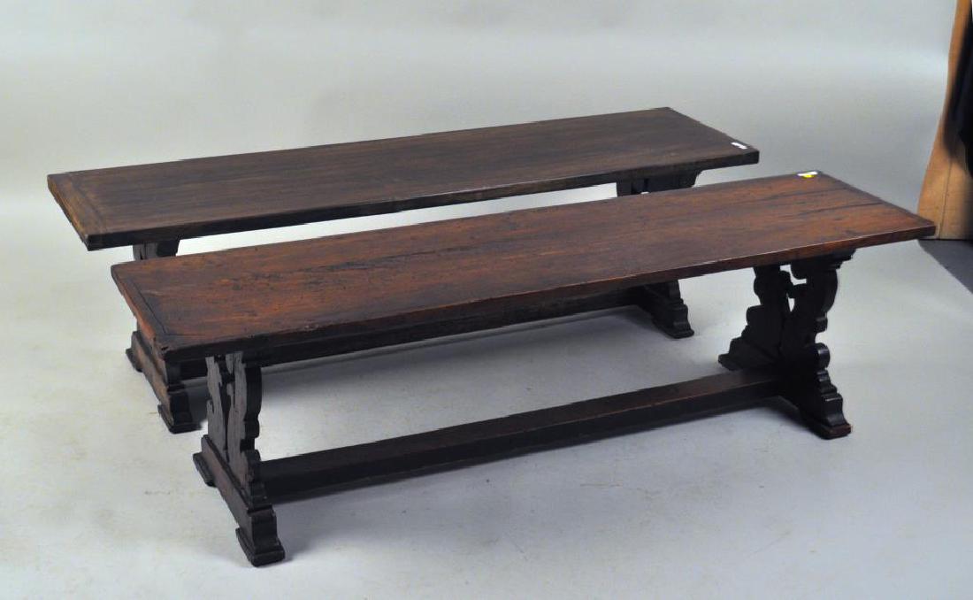 Pair Carved Walnut Baroque Style Benches (1 of 4)