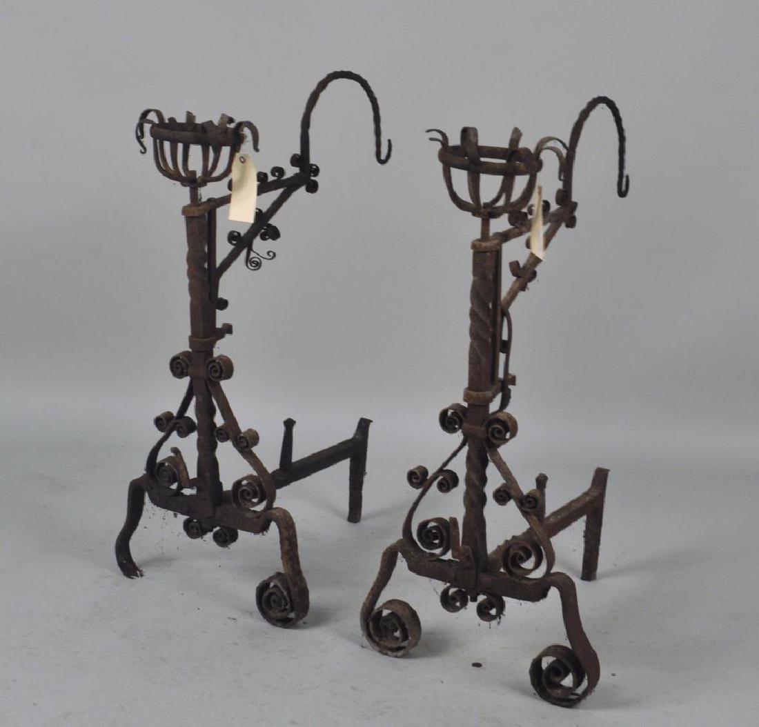 Large Pair Early Wrought Iron Hearth Guards (1 of 6)