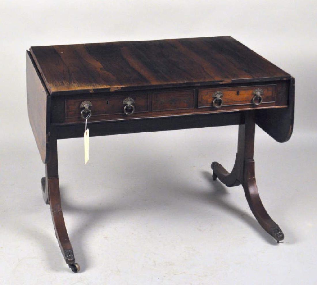 English Sheraton Rosewood Drop Leaf Sofa Table (1 of 7)