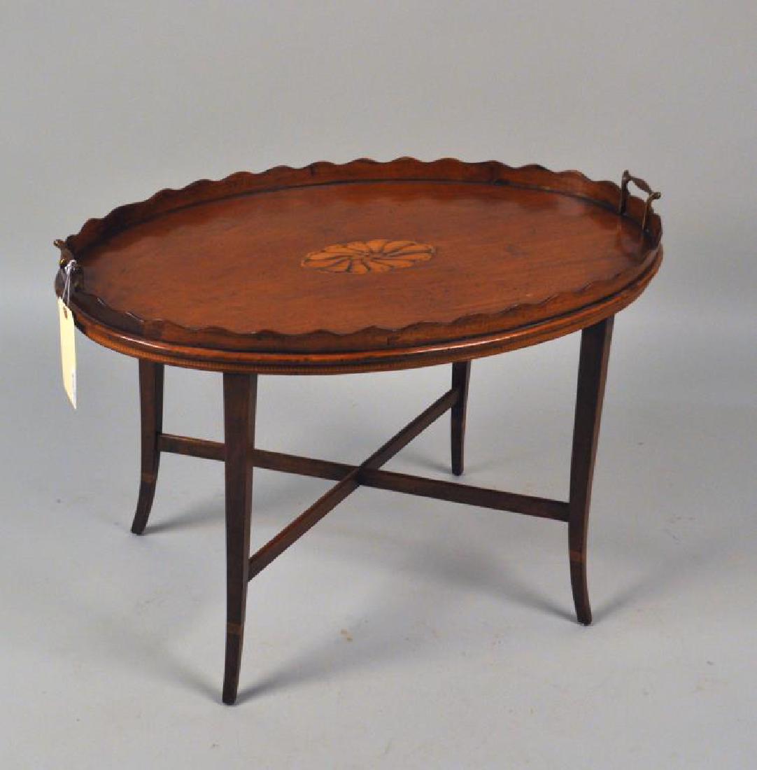 George III Style Inlaid Oval Tray Table (1 of 6)