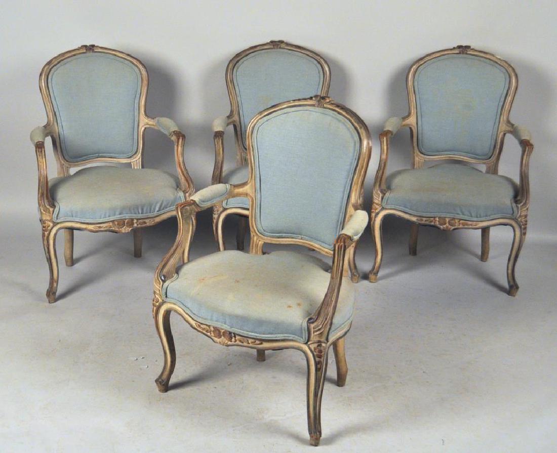 Set Four French Louis XVI Style Painted Fauteuils (1 of 5)