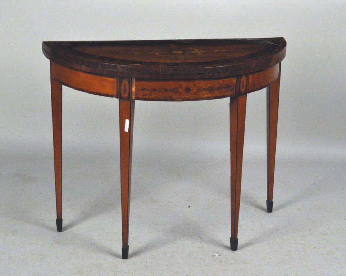 George III Inlaid Satinwood Demilune Card Table (1 of 8)