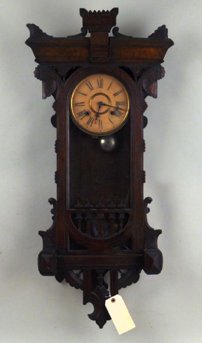 Victorian Walnut Wall Clock (1 of 8)