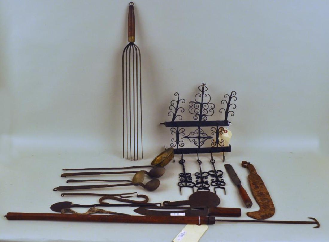 Wrought Iron Wall Rack & Implements (1 of 4)