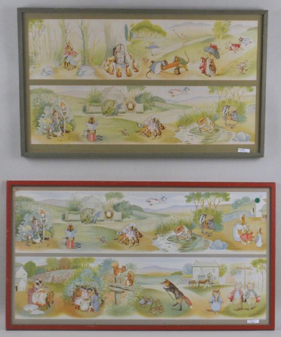 Four Framed Prints of Beatrix Potter Illustrations: Four Framed Prints of Beatrix Potter Illustrations Not examined out of frames. Slight toning. Largest frame size: 21 1/2" high, 39 3/4" wide. Provenance: Property of a Florida Estate.