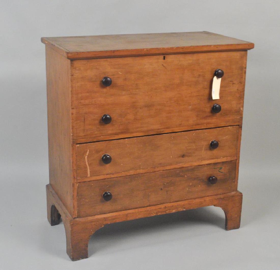 American Country Poplar Two Drawer Blanket Chest: American Country Poplar Two Drawer Blanket Chest with lift top and two working drawers, expected age and use wear. 41" high, 39 1/2" wide, 19 1/2" deep. Provenance: Property of a Farmington, Connectic
