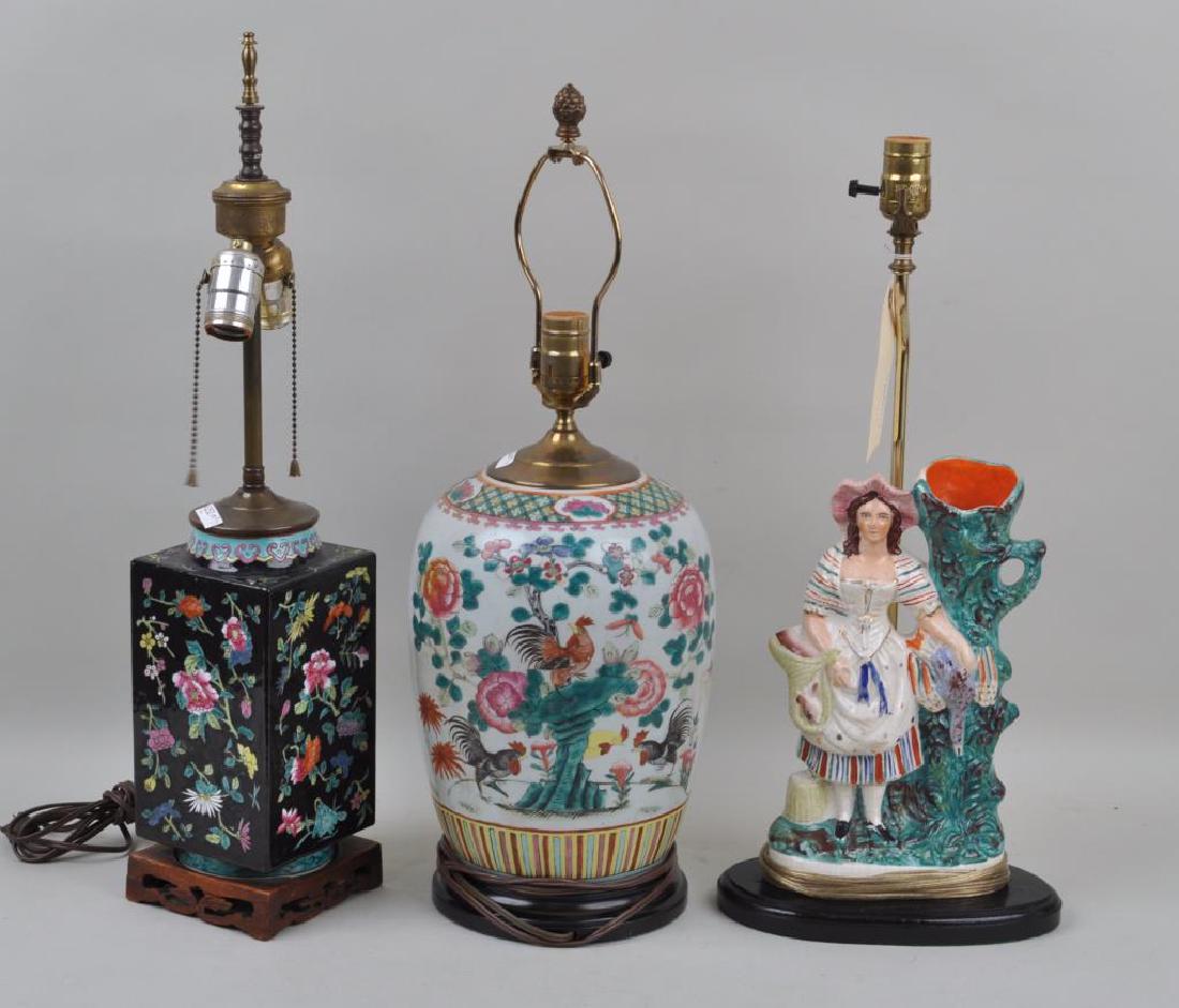 Group Three Porcelain Lamps, Chinese/Staffordshire (1 of 3)