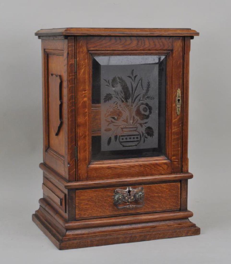 English Victorian Oak Tobacco Cabinet (1 of 7)