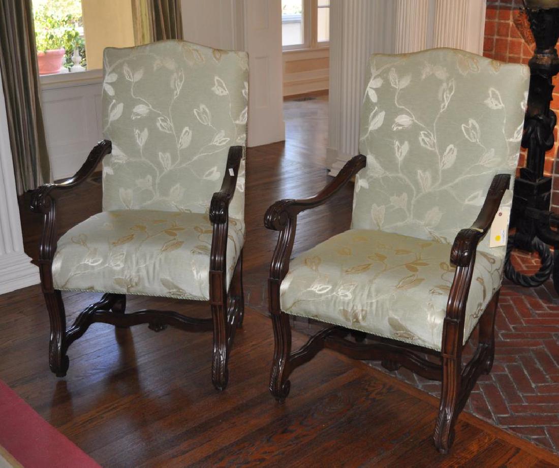 Pair French Baroque Style Open Arm Chairs (1 of 3)