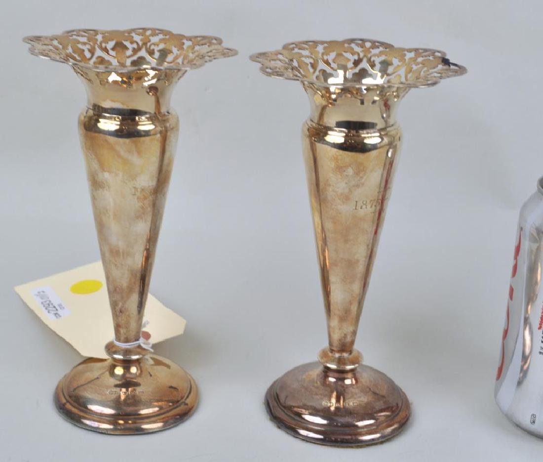 Pair English Sterling Flared & Pierced Vases (1 of 5)