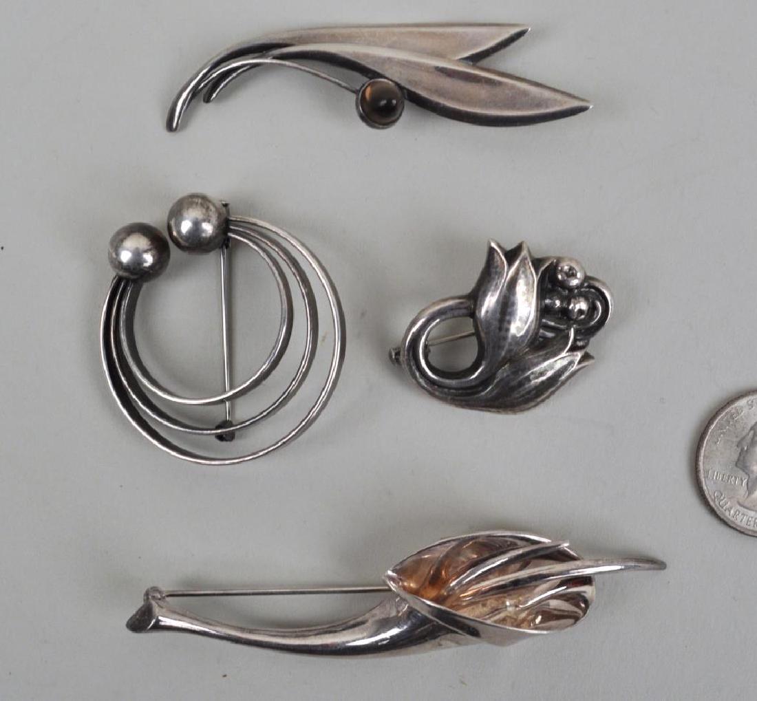 Four Vintage Sterling Pins: Jensen, Kulta, Krypell (1 of 2)