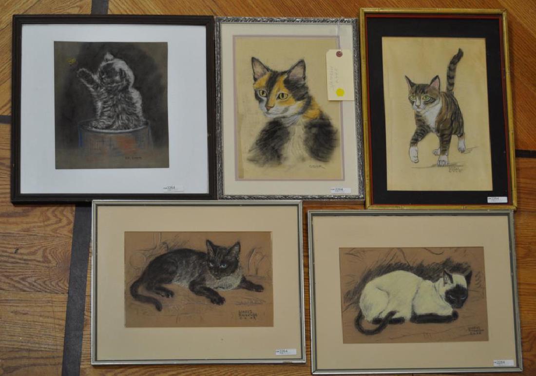 Five Gladys Emerson Cook Pastel Cat Drawings (1 of 3)