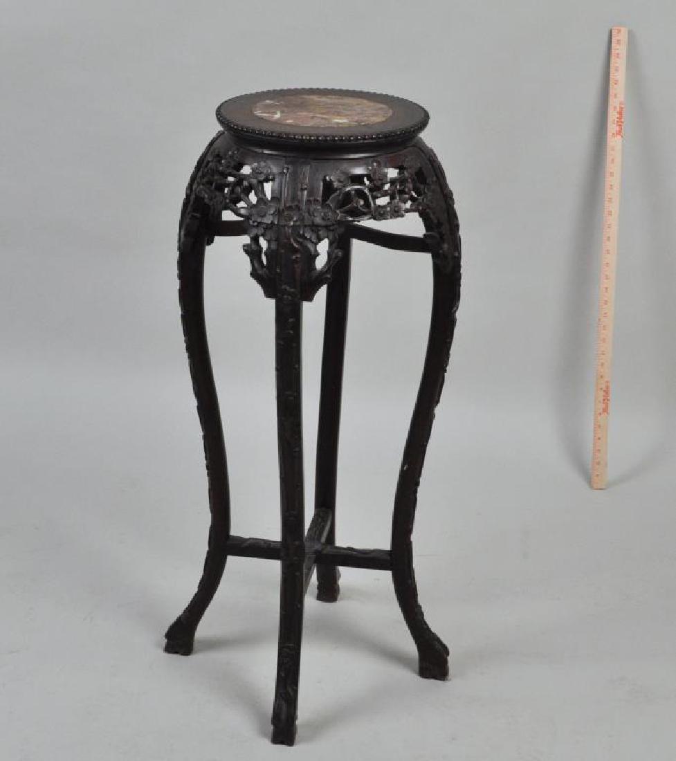 Chinese Carved Marble Top High Stand (1 of 4)
