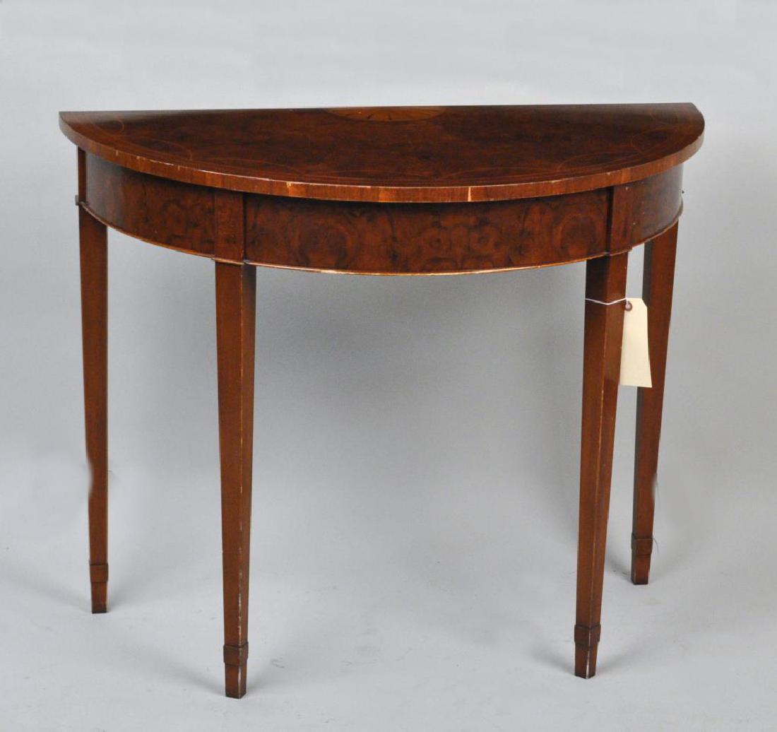 Fan Inlaid Georgian Style Demilune Console Table (1 of 5)