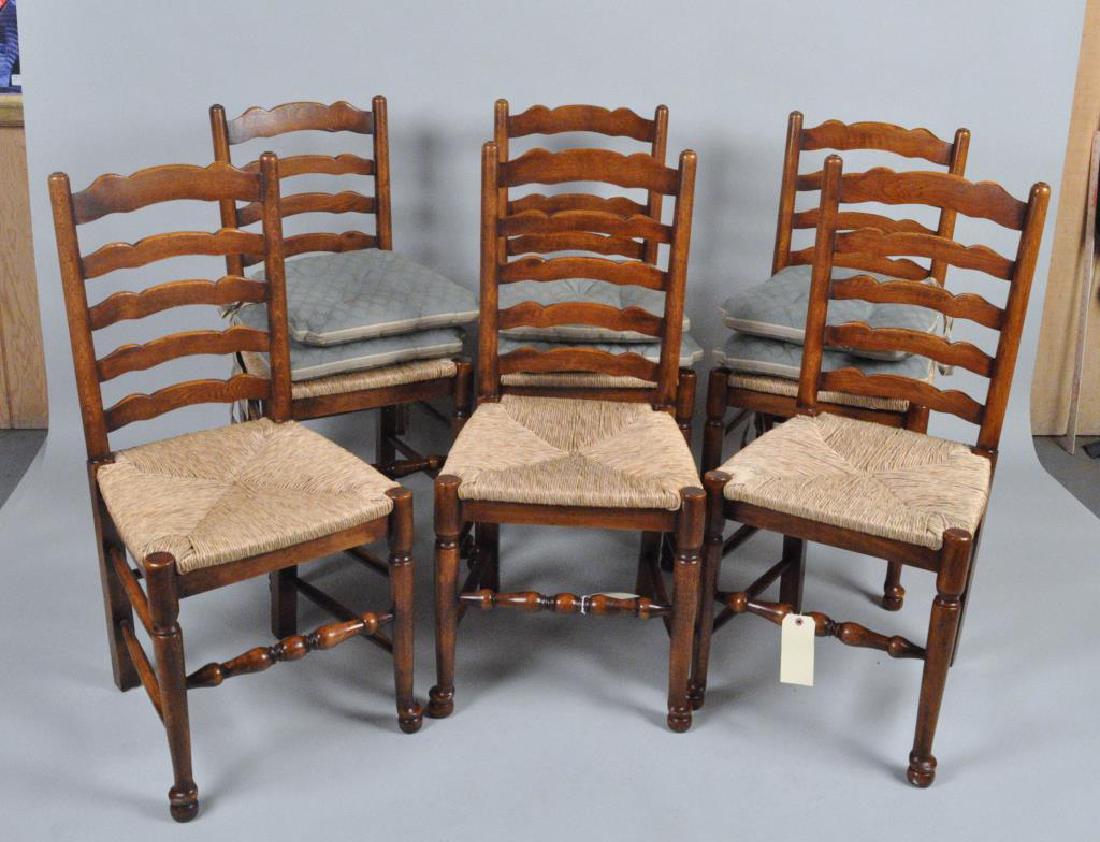 Set Six Yorkshire Style Oak Ladder Back Chairs (1 of 3)