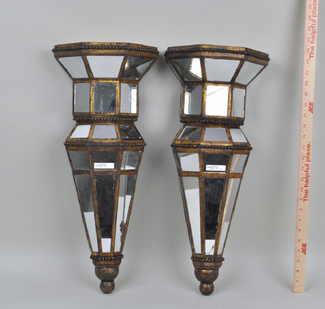 Pair Venetian Gilt Mirrored Wall Sconces/Brackets (1 of 5)