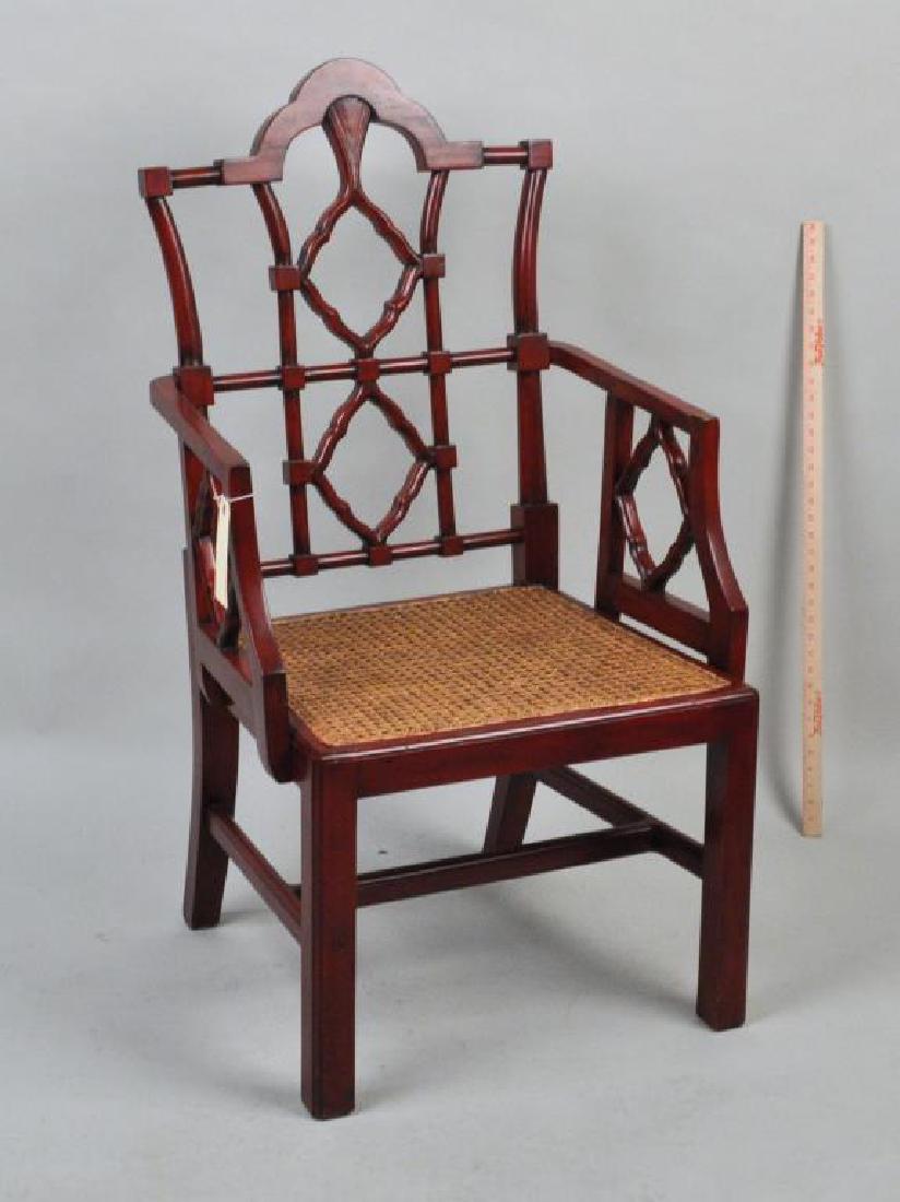 Chinese Chippendale Style Red Painted Arm Chair (1 of 4)