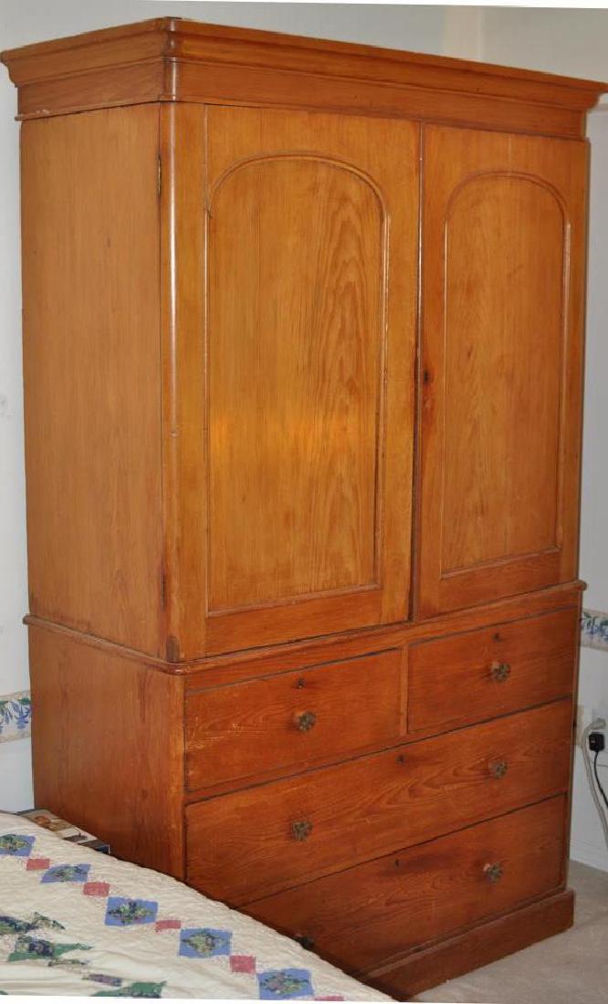 19th Century English Faded Pine Linen Press (1 of 4)
