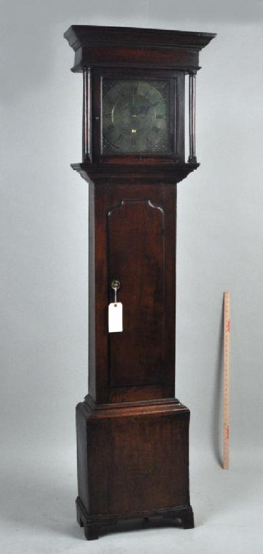18th C. English Oak Tall Clock, Brass Dial (1 of 7)