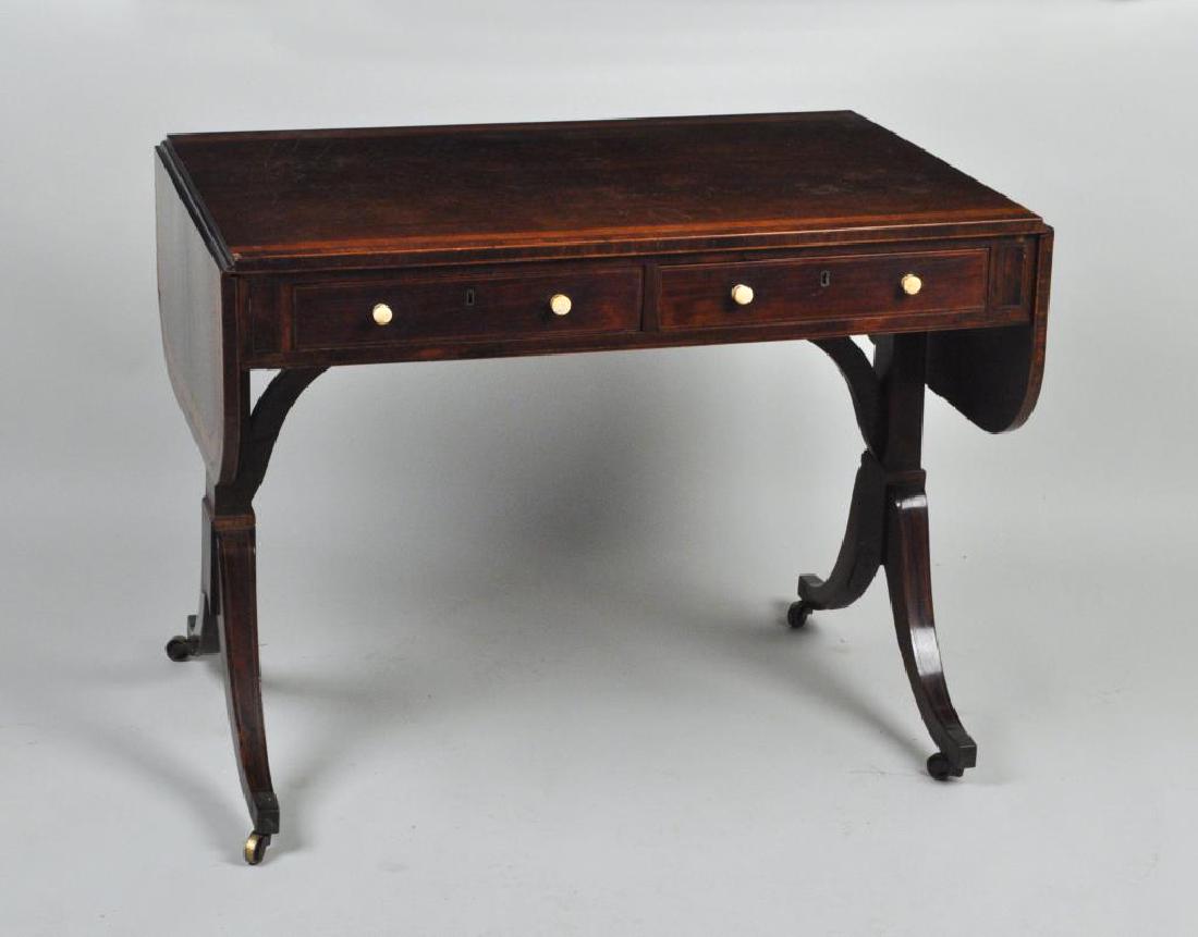 English Sheraton Inlaid Mahogany Sofa Table (1 of 10)