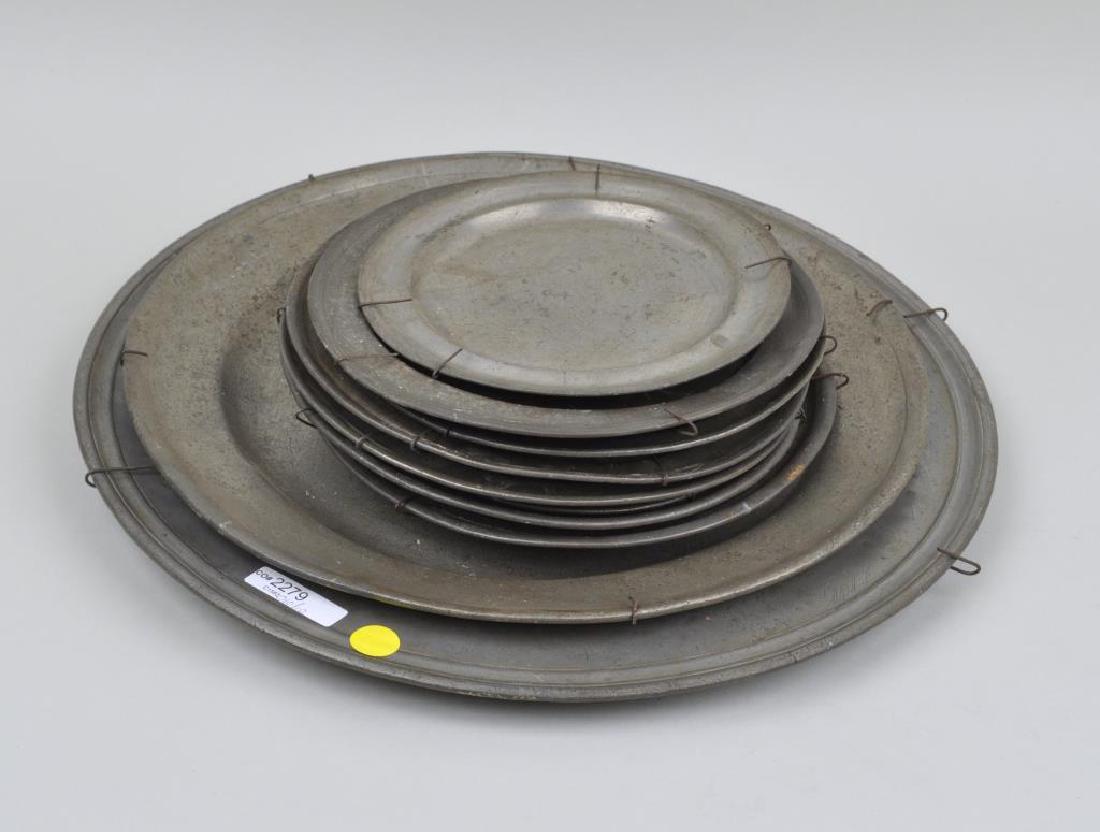 Group Two Pewter Chargers, Eight Plates (1 of 6)