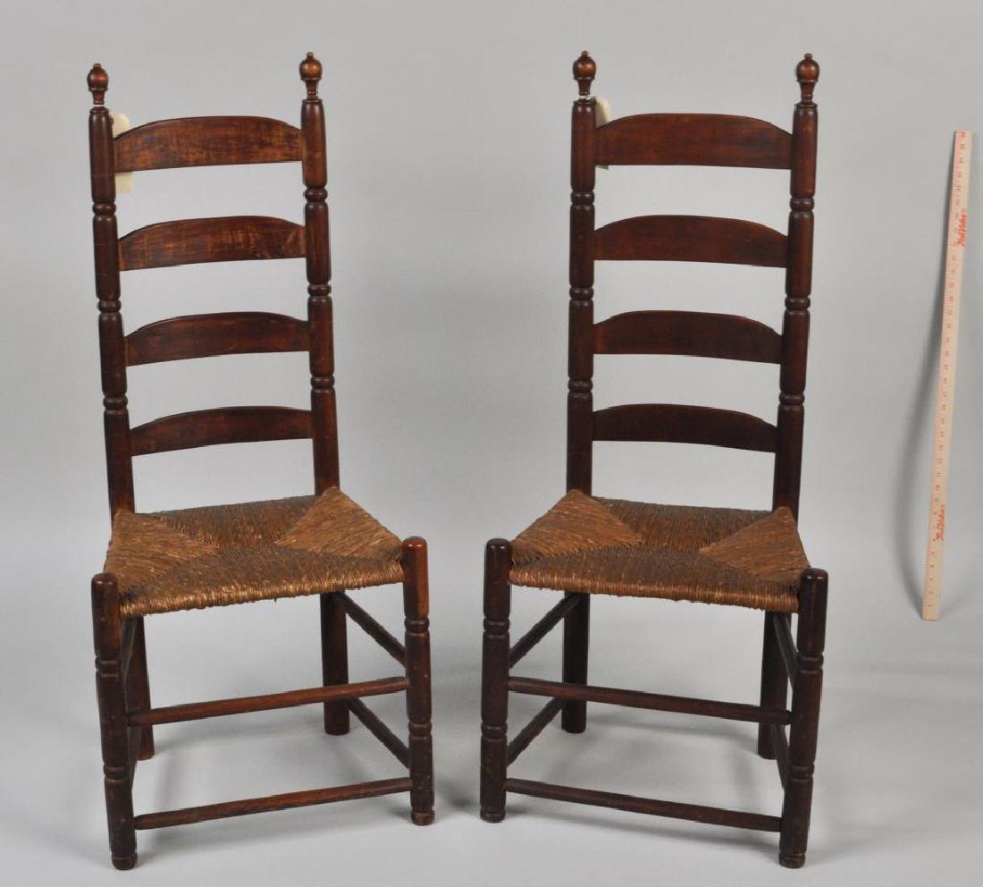 Pair Ladder Back Rush Seated Side Chairs (1 of 3)