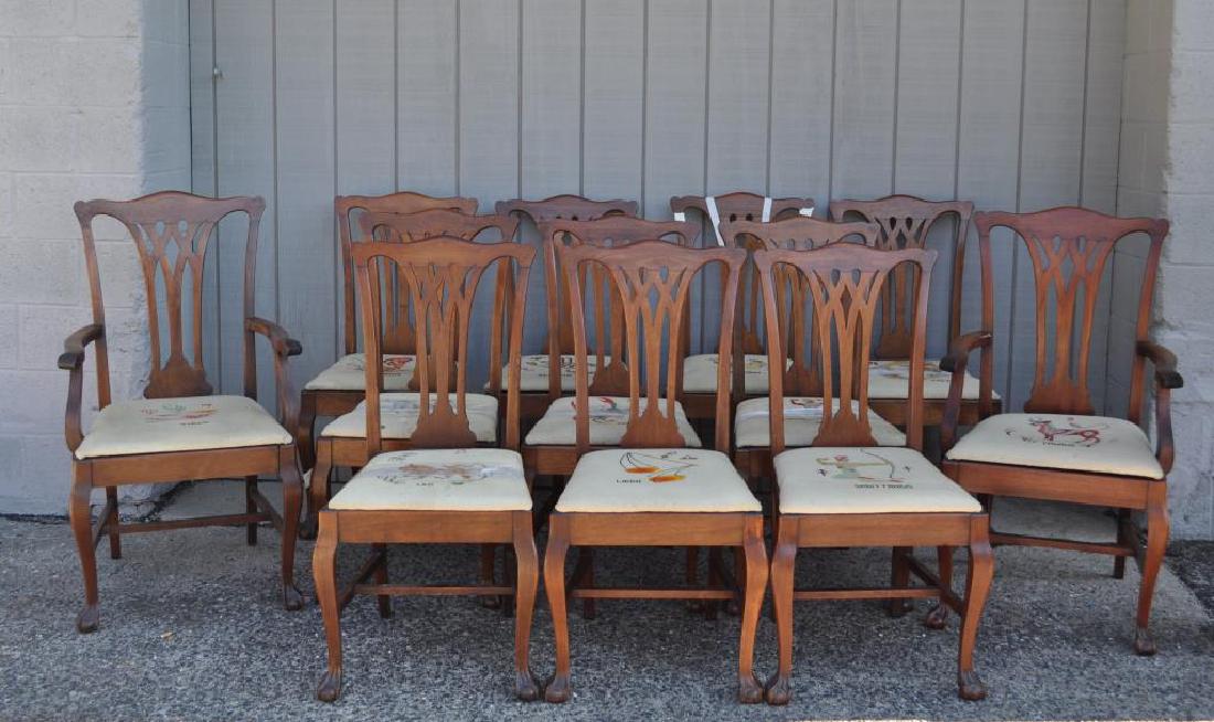 Set Twelve Chippendale Style Dining Chairs (1 of 11)